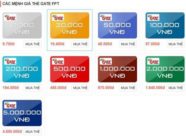 Thẻ Gate Miễn Phí Có Số Seri 50K 100K 200K 500K | Card Free